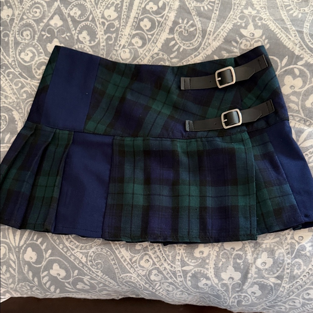 Plaid Navy and Green Women's Skirt
